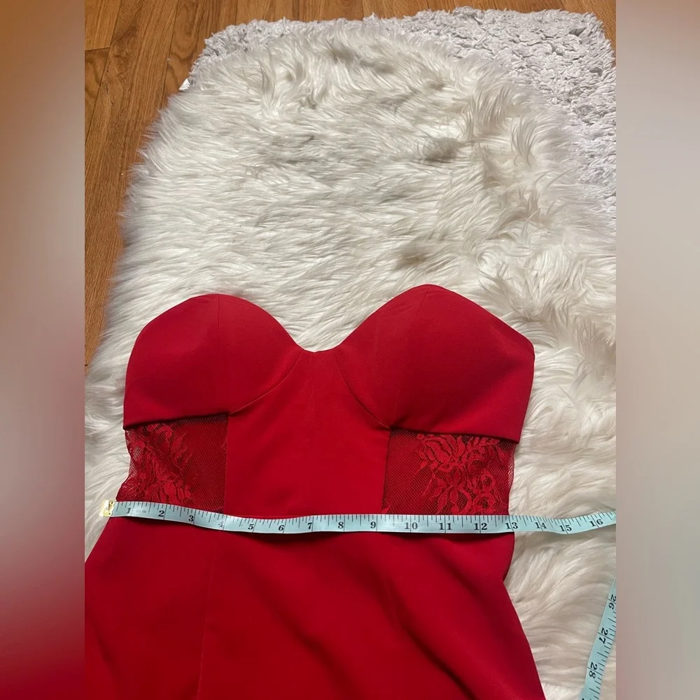 NBD Picture Me Red Lace Midi Dress Sweetheart - Picture 7 of 11